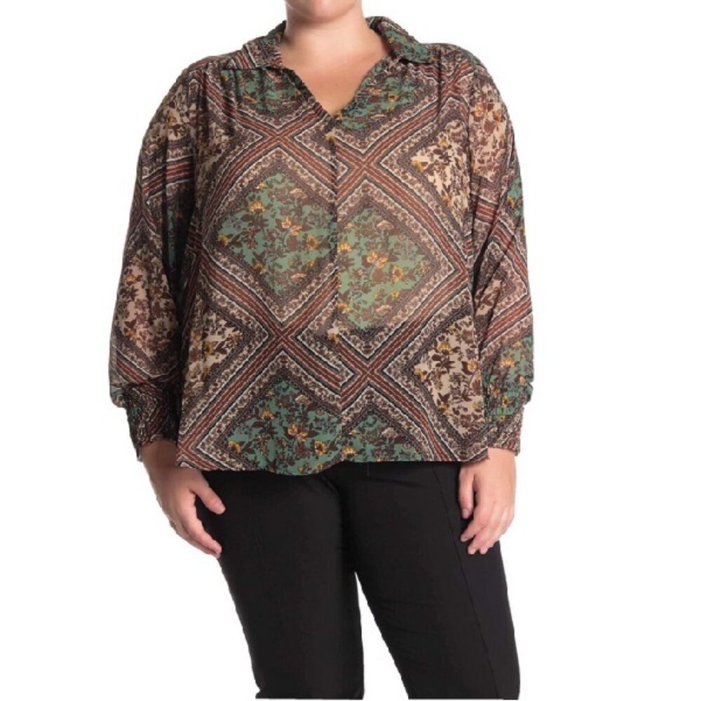 Pleione Multicolor Patterned Blouse